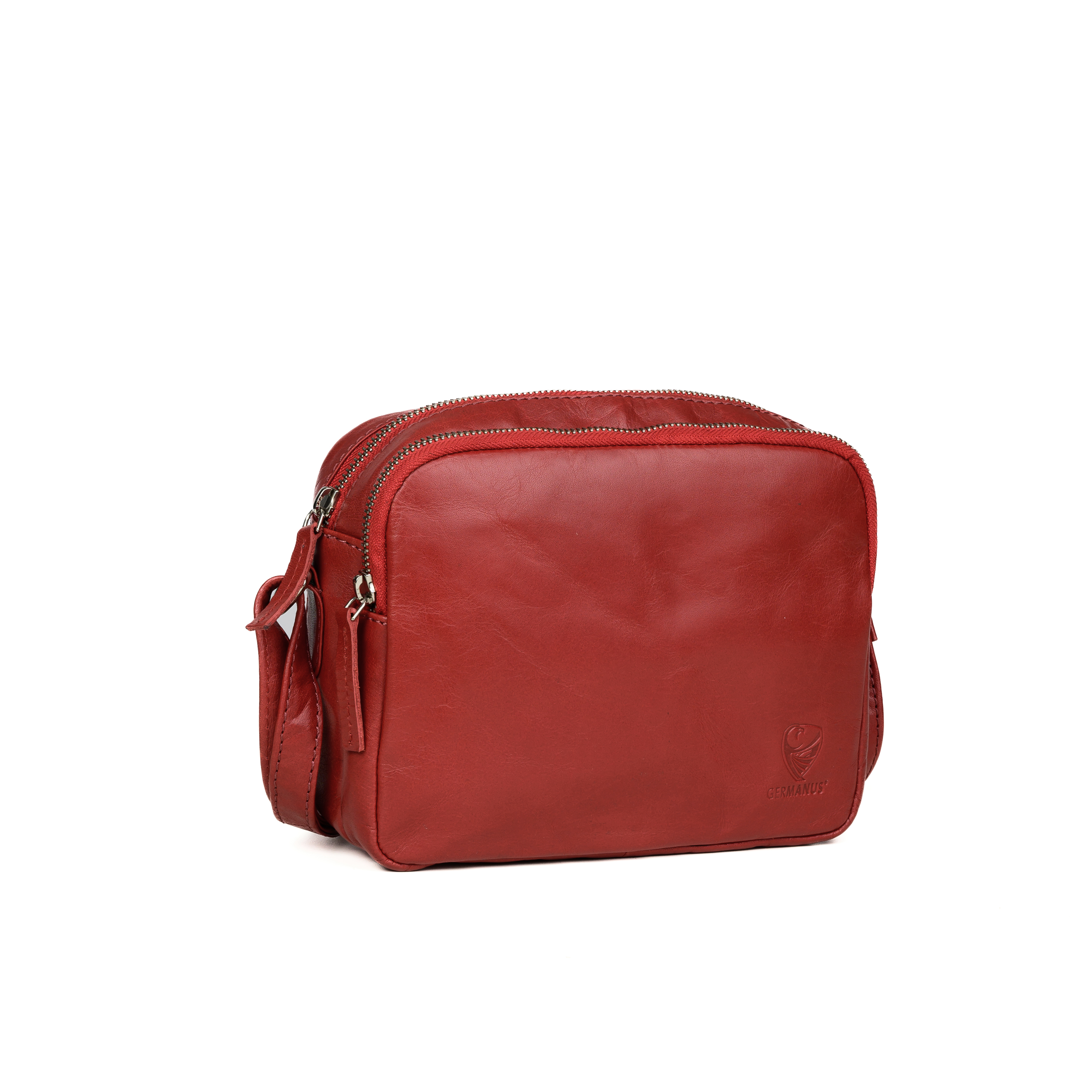 GERMANUS Damen Handtasche Umhängetasche Lara aus Echtleder, Rot